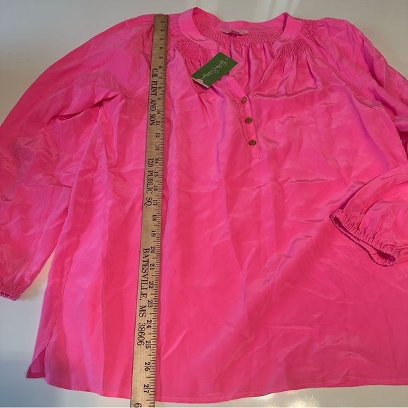 New Lilly Pulitzer Women Large Pink Lightweight Longsleeve Top - Picture 5 of 7